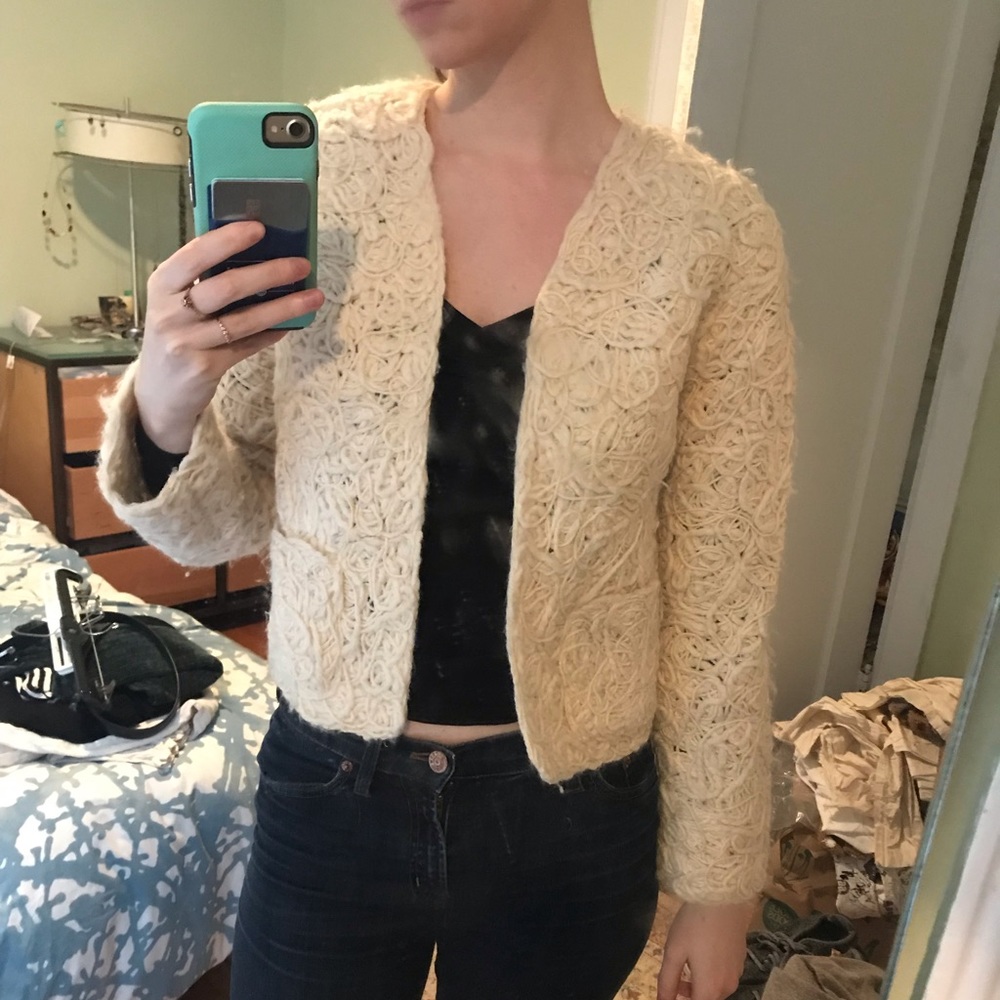 Chico’s Cream Wool Felted Jacket